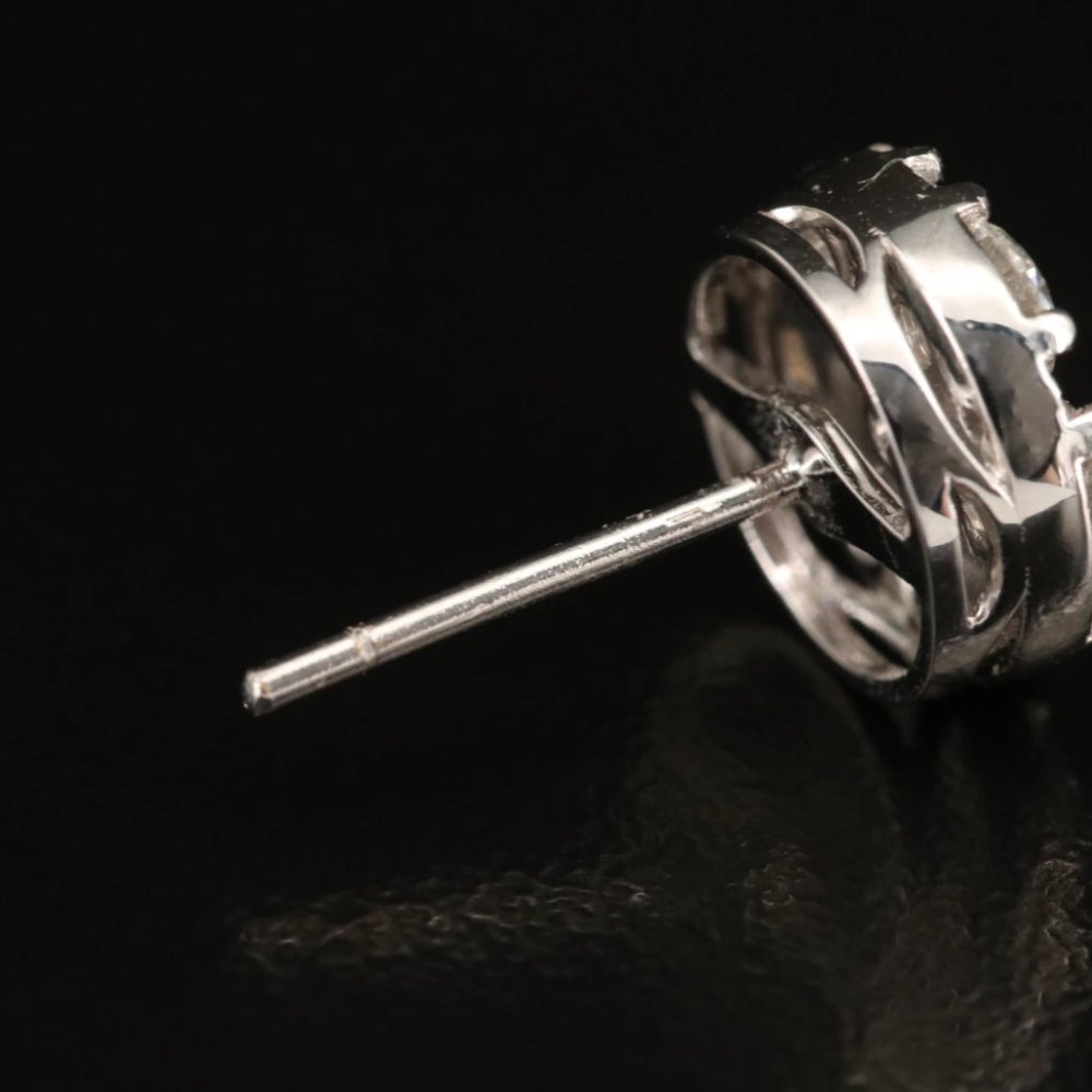 Appraisal Included - 18K Gold 1.82 CTW Diamond Cluster Stud Earrings - Picture 5 of 7